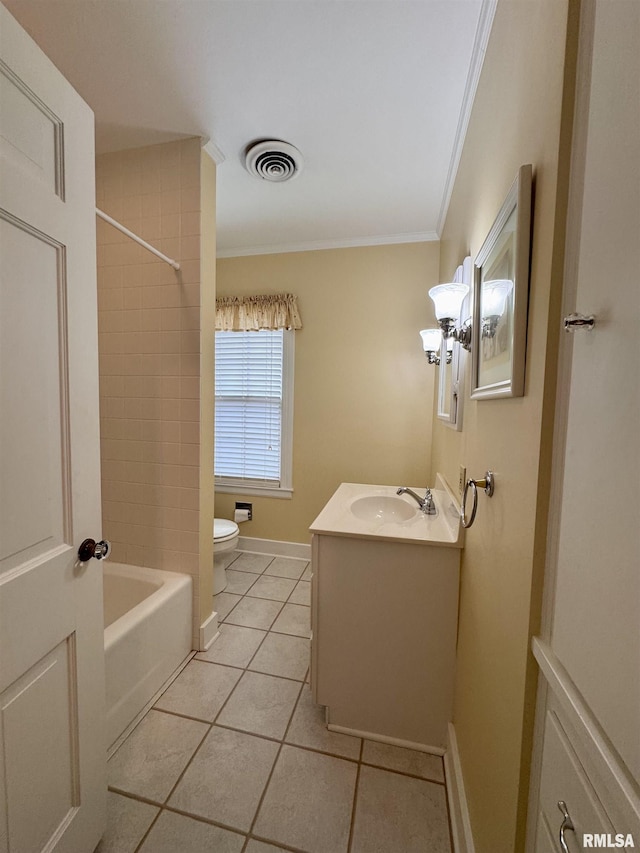 360 N Normal St, Macomb, IL 61455 - bathroom featuring ornamental molding, vanity, tile patterned floors, and shower / bathtub combination