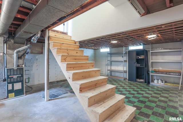 4415 N Rosemead Dr, Peoria, IL 61614 - basement with stairway and heating unit