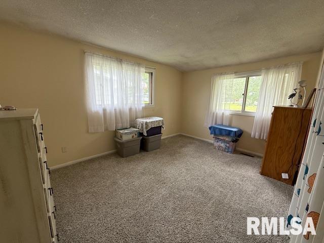 603 Sherry St, Colchester, IL 62326 - carpeted bedroom featuring a textured ceiling and baseboards
