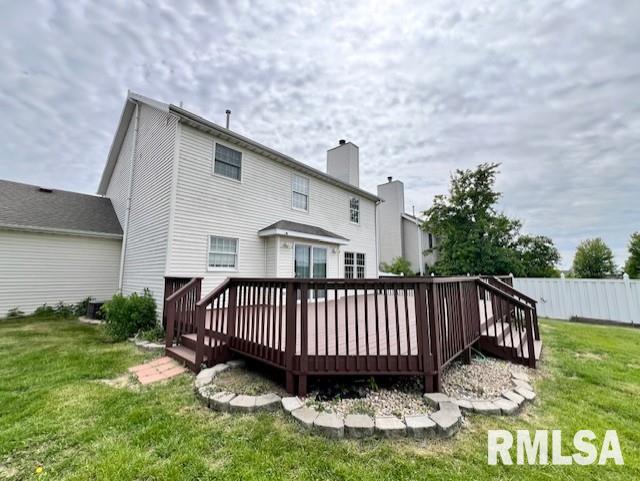 2331 W Molly Ln, Dunlap, IL 61525 - rear view of property featuring a deck and a chimney