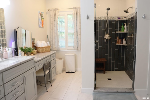 1112 W Cedar Hills Dr, Dunlap, IL 61525 - full bath with a shower stall, vanity, and tile patterned floors