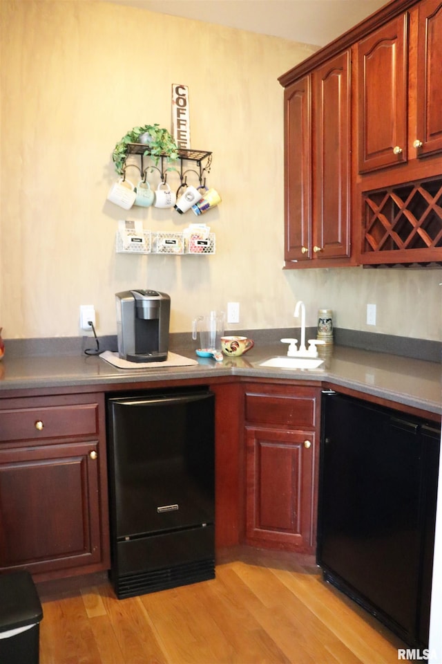 1112 W Cedar Hills Dr, Dunlap, IL 61525 - bar with a sink, light wood-style flooring, and refrigerator
