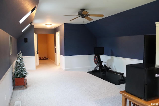 1112 W Cedar Hills Dr, Dunlap, IL 61525 - carpeted office space featuring a ceiling fan and lofted ceiling