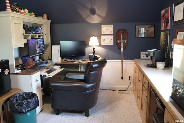 1112 W Cedar Hills Dr, Dunlap, IL 61525 - home office featuring light colored carpet and wainscoting
