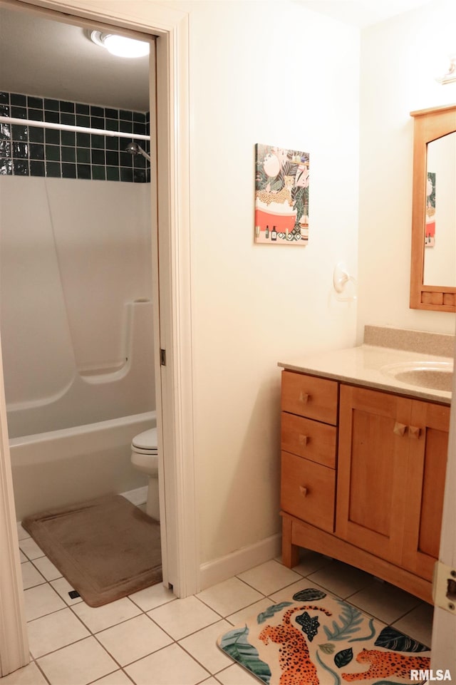 1112 W Cedar Hills Dr, Dunlap, IL 61525 - bathroom with tile patterned flooring, vanity, toilet, shower / tub combination, and baseboards