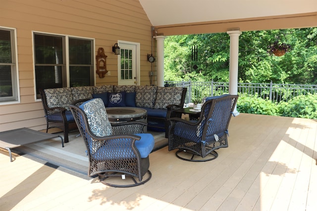 1112 W Cedar Hills Dr, Dunlap, IL 61525 - wooden terrace featuring an outdoor living space