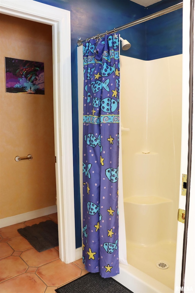 1112 W Cedar Hills Dr, Dunlap, IL 61525 - full bathroom featuring tile patterned floors, a stall shower, and baseboards