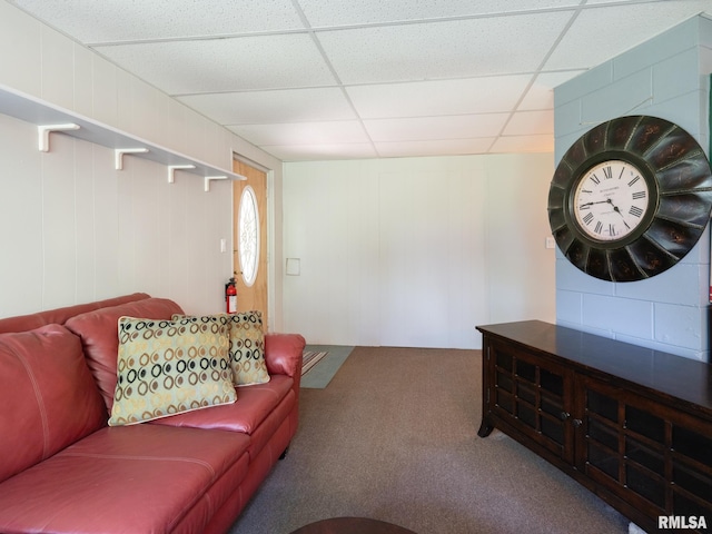 2010 E Paris Ave, Peoria, IL 61614 - carpeted living room featuring a paneled ceiling