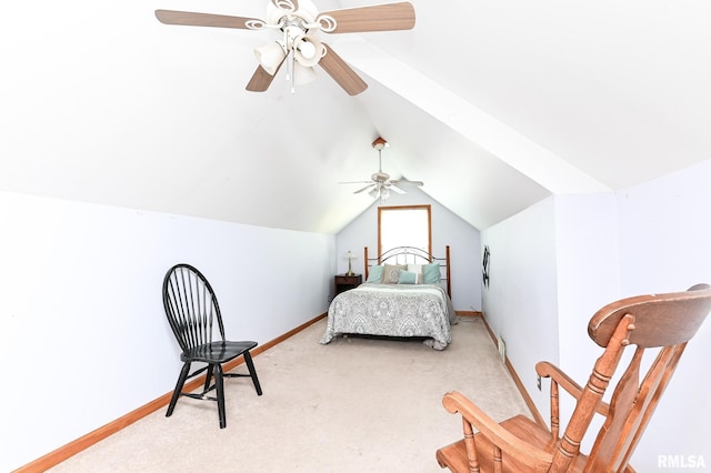 4126 N Chelsea Pl, Peoria, IL 61614 - bedroom featuring lofted ceiling, light carpet, and ceiling fan