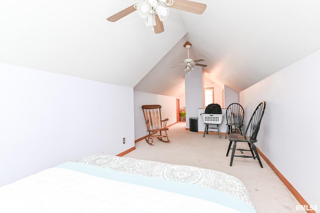 4126 N Chelsea Pl, Peoria, IL 61614 - carpeted bedroom with vaulted ceiling and a ceiling fan