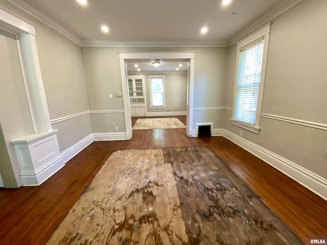 1502 W Columbia Ter, Peoria, IL 61606 - unfurnished room featuring hardwood / wood-style floors, crown molding, healthy amount of natural light, baseboards, and recessed lighting