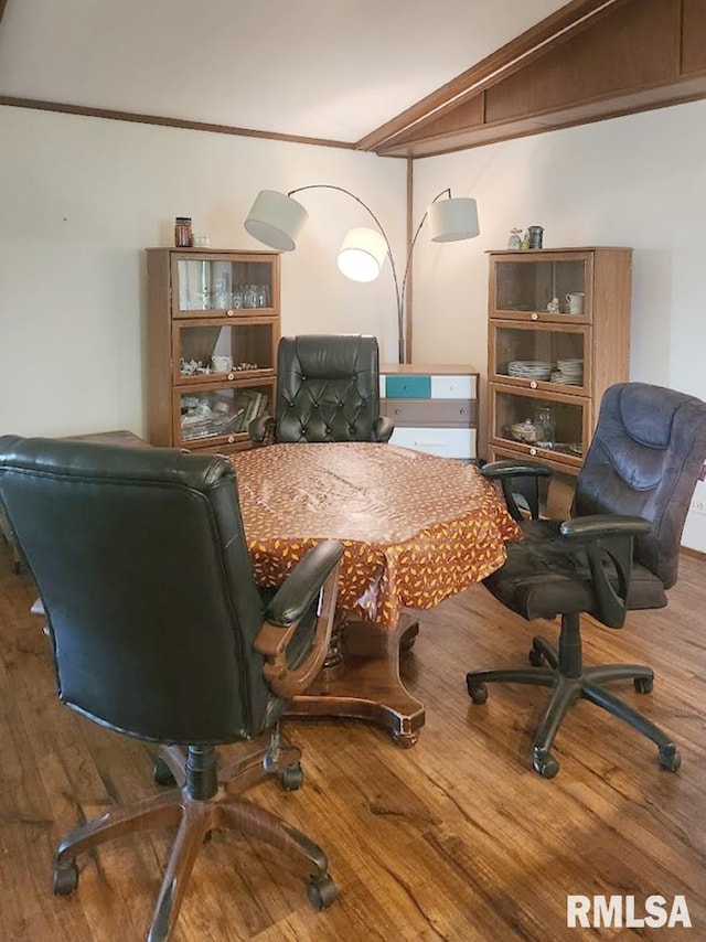 18223 N Slane Rd, Princeville, IL 61559 - office area with wood finished floors and lofted ceiling