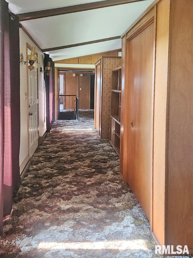 18223 N Slane Rd, Princeville, IL 61559 - corridor featuring vaulted ceiling and carpet flooring