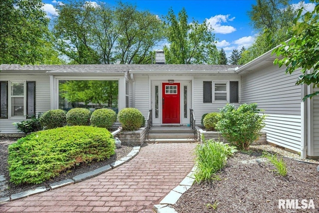 486 E High Point Dr, Peoria, IL 61614 - property entrance featuring a chimney