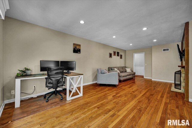 486 E High Point Dr, Peoria, IL 61614 - office featuring wood finished floors, recessed lighting, and baseboards