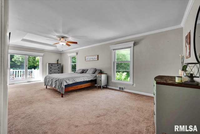 486 E High Point Dr, Peoria, IL 61614 - bedroom with carpet floors, ornamental molding, baseboards, and a ceiling fan