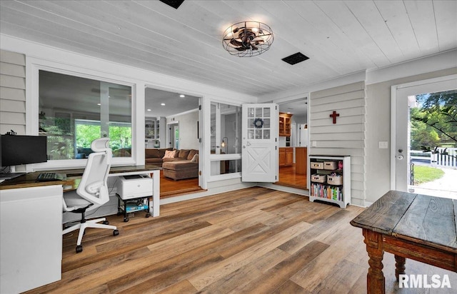 486 E High Point Dr, Peoria, IL 61614 - home office with plenty of natural light, wood finished floors, and wood ceiling