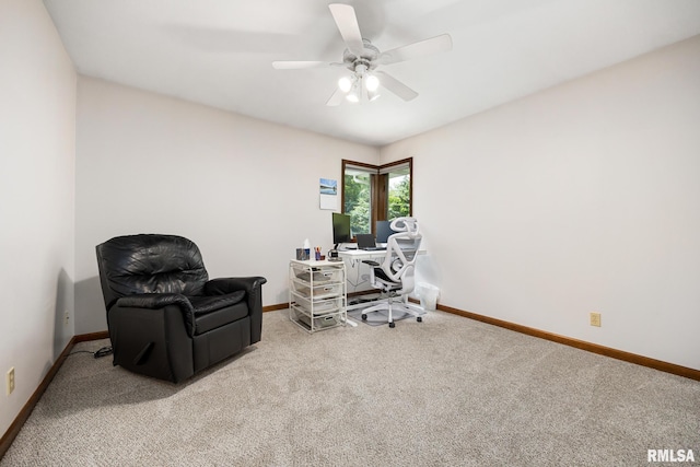 905 Highland Ct, Germantown Hills, IL 61548 - home office with carpet floors, baseboards, and ceiling fan