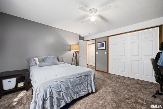 905 Highland Ct, Germantown Hills, IL 61548 - bedroom with carpet floors, a closet, and ceiling fan