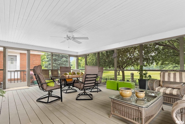 22 Cypress Pt, Pekin, IL 61554 - sunroom with outdoor dining space and ceiling fan