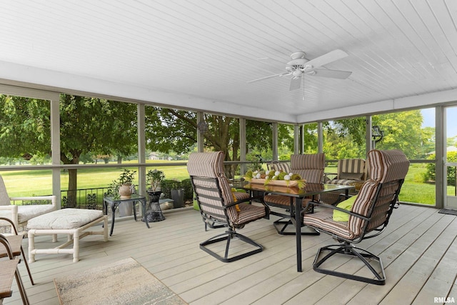 22 Cypress Pt, Pekin, IL 61554 - sunroom / solarium with ceiling fan and outdoor dining space