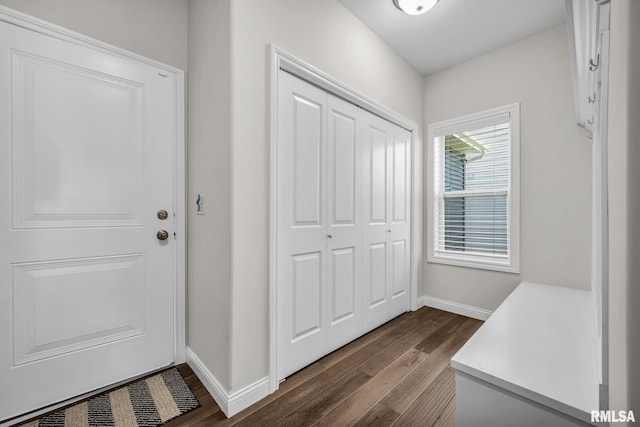 11306 N Joseph St, Dunlap, IL 61525 - doorway with dark wood finished floors and baseboards