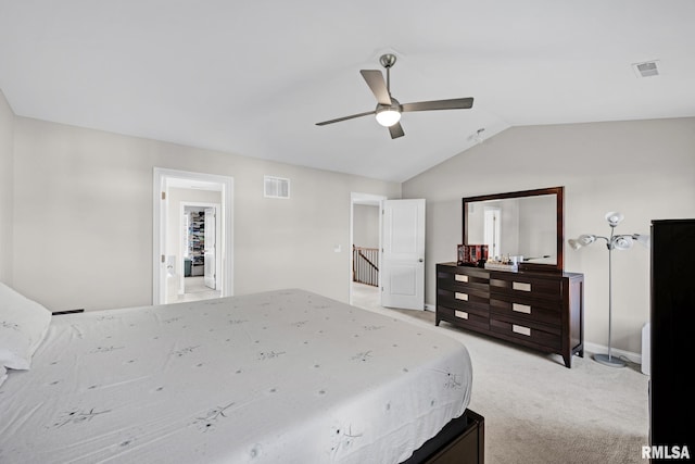 11306 N Joseph St, Dunlap, IL 61525 - bedroom with vaulted ceiling, light carpet, a ceiling fan, and baseboards
