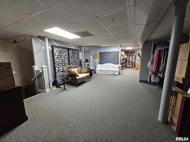 113 N Kickapoo St, Lincoln, IL 62656 - bedroom with carpet floors and a drop ceiling