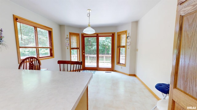 1111 Windy Hill Ct, Varna, IL 61375 - unfurnished dining area featuring light flooring, plenty of natural light, and baseboards