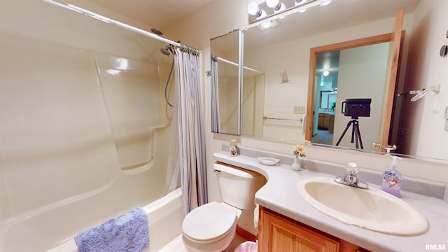 1111 Windy Hill Ct, Varna, IL 61375 - bathroom featuring shower / tub combo with curtain, vanity, and toilet
