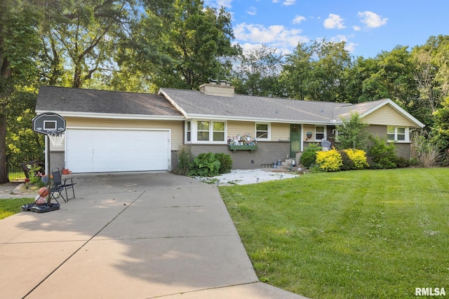 51 Lynnwood Ct, Morton, IL 61550 - ranch-style home with brick siding, a garage, a front lawn, and concrete driveway