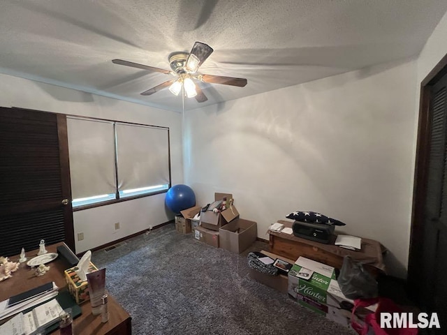 510 W Kelly St, Macomb, IL 61455 - miscellaneous room with a ceiling fan and carpet flooring