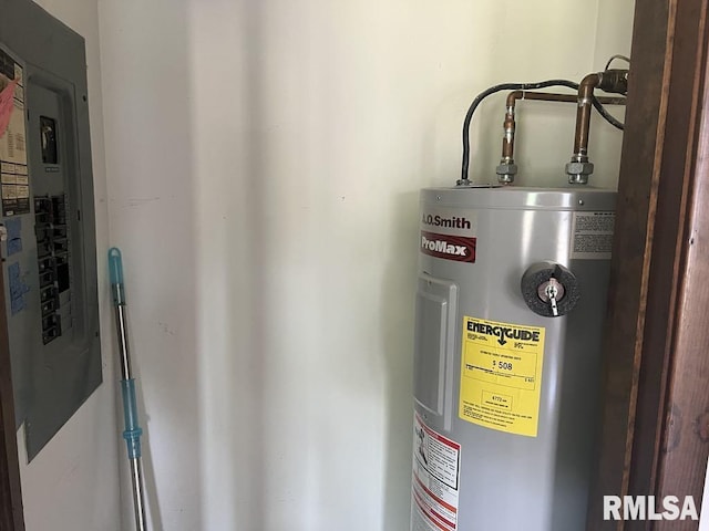 510 W Kelly St, Macomb, IL 61455 - utility room featuring electric water heater and electric panel