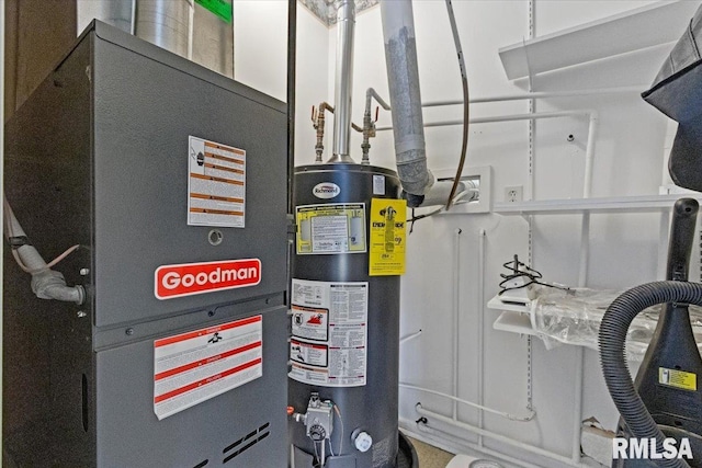 1810 Windsor St, Pekin, IL 61554 - utility room with gas water heater and heating unit