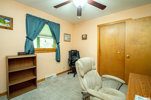 7019 Oak Run Dr, Dahinda, IL 61428 - carpeted office space with a ceiling fan and baseboards