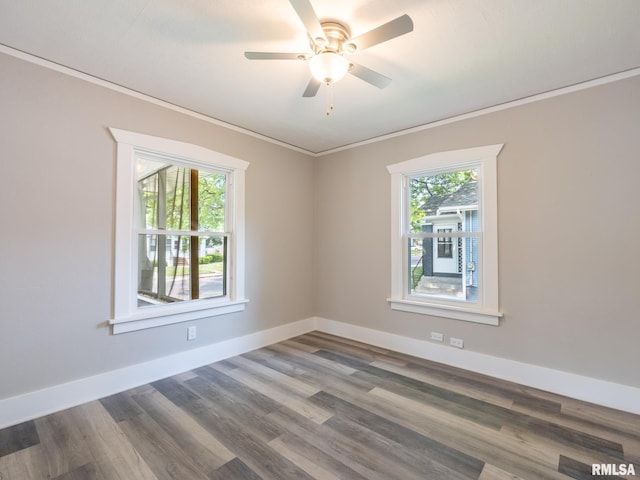 600 E Virginia Ave, Peoria, IL 61603 - empty room featuring ornamental molding, wood finished floors, and ceiling fan