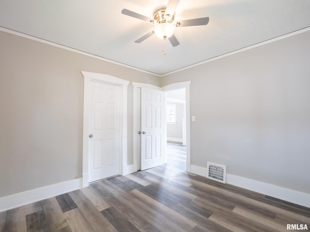 600 E Virginia Ave, Peoria, IL 61603 - empty room with a ceiling fan, crown molding, and wood finished floors