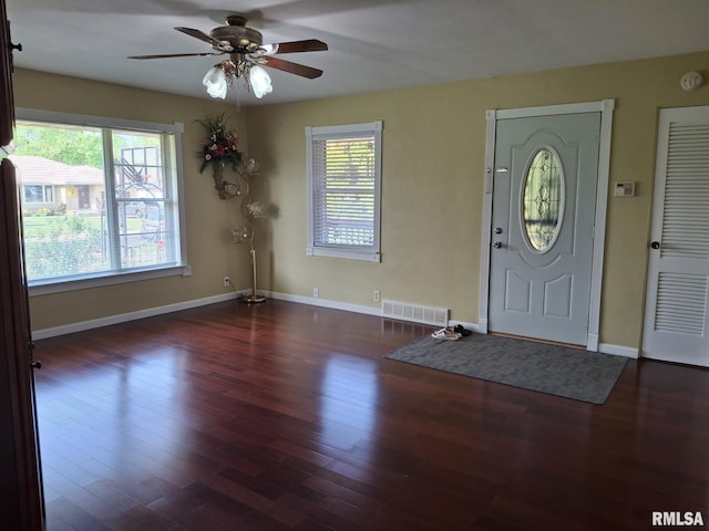 2604 W Kansas St, Peoria, IL 61604 - entrance foyer featuring ceiling fan, plenty of natural light, and wood finished floors