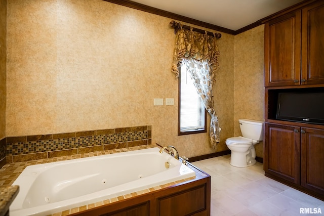 241 Birch Pl, Kewanee, IL 61443 - bathroom with ornamental molding and a tub with jets