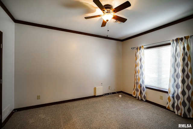 241 Birch Pl, Kewanee, IL 61443 - carpeted empty room with ornamental molding and a ceiling fan