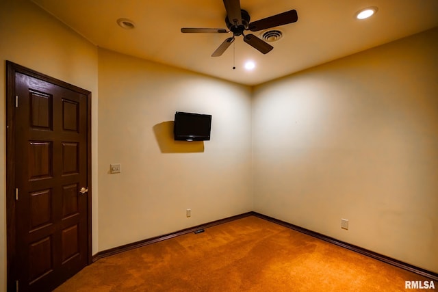241 Birch Pl, Kewanee, IL 61443 - empty room with carpet, ceiling fan, and recessed lighting