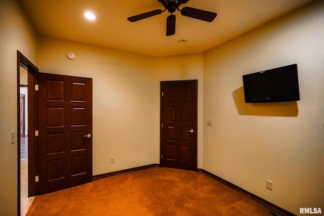 241 Birch Pl, Kewanee, IL 61443 - unfurnished bedroom featuring carpet floors, recessed lighting, and ceiling fan