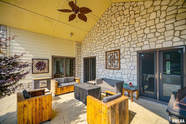 241 Birch Pl, Kewanee, IL 61443 - view of patio featuring an outdoor living space and a ceiling fan
