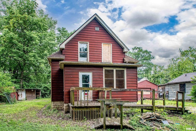 7113 S Depot St, Bartonville, IL 61607 - rear view of house with a deck