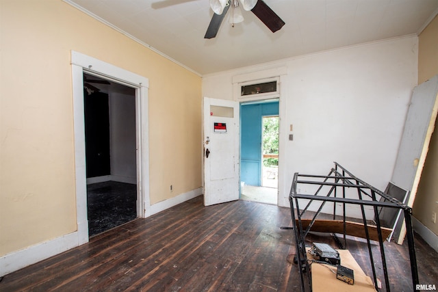 7113 S Depot St, Bartonville, IL 61607 - dining room with ornamental molding, wood-type flooring, and ceiling fan