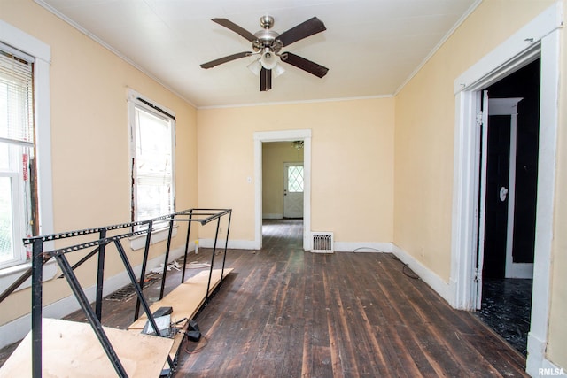7113 S Depot St, Bartonville, IL 61607 - hall featuring wood-type flooring, ornamental molding, an upstairs landing, and healthy amount of natural light