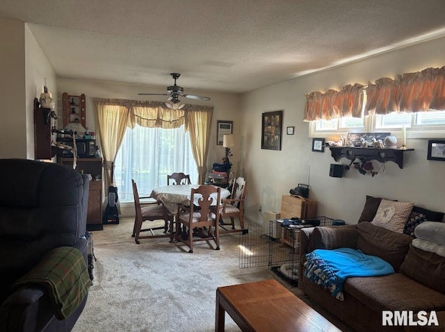 218 W Kurlene Dr, Macomb, IL 61455 - living room with light carpet and ceiling fan