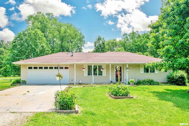 100 Oakridge Ct, Dahinda, IL 61428 - single story home with a garage, driveway, and a front lawn