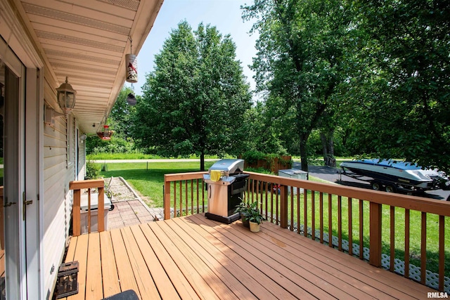 100 Oakridge Ct, Dahinda, IL 61428 - wooden deck featuring a yard and grilling area