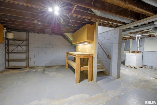 1030 E Euclid Ave, Peoria Heights, IL 61616 - unfinished below grade area with washer / clothes dryer, electric panel, and a workshop area
